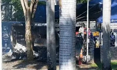 Base do Segurança Presente no Centro do Rio pega fogo após explosão de bicicleta elétrica; veja vídeo