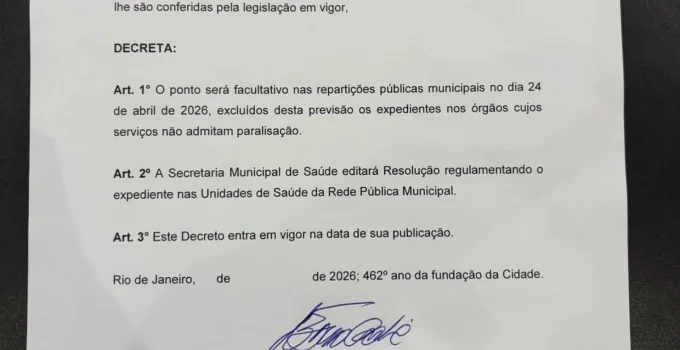 Governo e Prefeitura do Rio decretam ponto facultativo em 24 de abril, após feriado de São Jorge