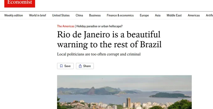 The Economist: Rio de Janeiro é 'selva urbana' de crime e corrupção, contrastando com turismo em alta