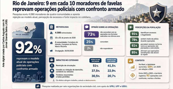 Pesquisa: 92% de moradores de favelas do Rio reprovam operações policiais com confronto armado