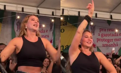 Paolla Oliveira exibe gingado e samba no pé em roda de samba animada no Centro do Rio; veja vídeo