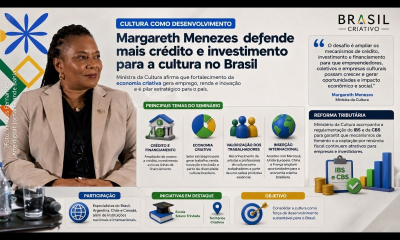 Ministra Margareth Menezes defende mais crédito para cultura e discute impactos da Reforma Tributária no Rio