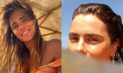 Carolina Dieckmann exibe corpão de biquíni em dia de sol na praia e responde críticas sobre magreza