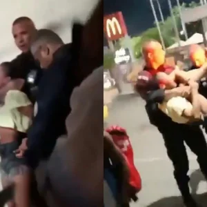 VÍDEO: Confusão em fast food na Vila da Penha termina com mulher detida pela PM após imobilização