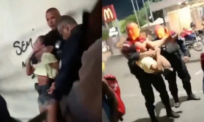 VÍDEO: Confusão em fast food na Vila da Penha termina com mulher detida pela PM após imobilização