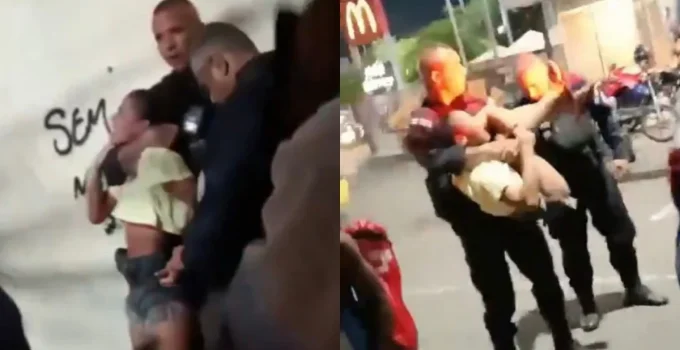 VÍDEO: Confusão em fast food na Vila da Penha termina com mulher detida pela PM após imobilização